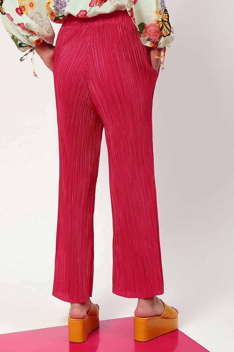 Pink Rouge Crinkle Pants