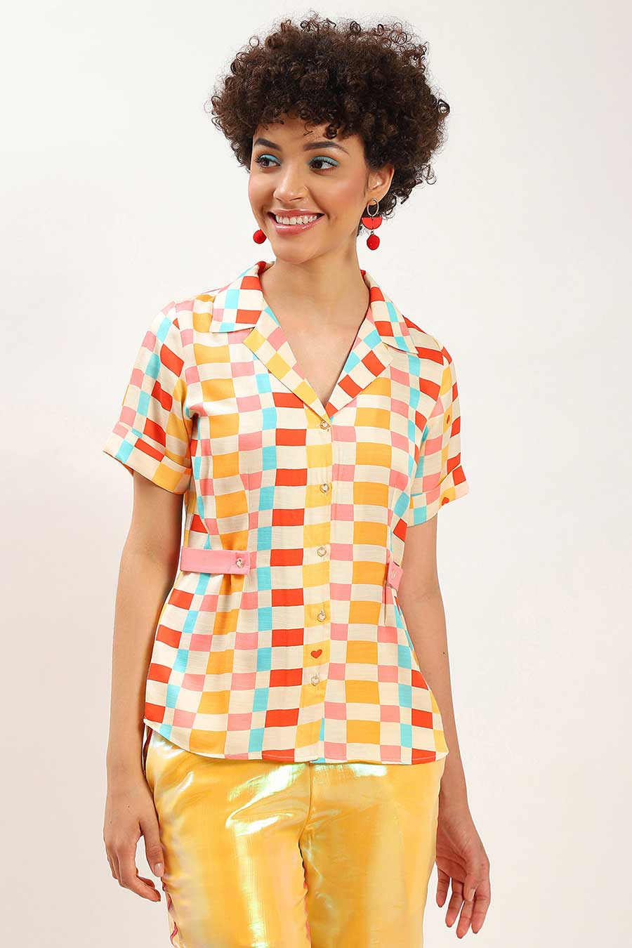 Multicolour Belted Shirt