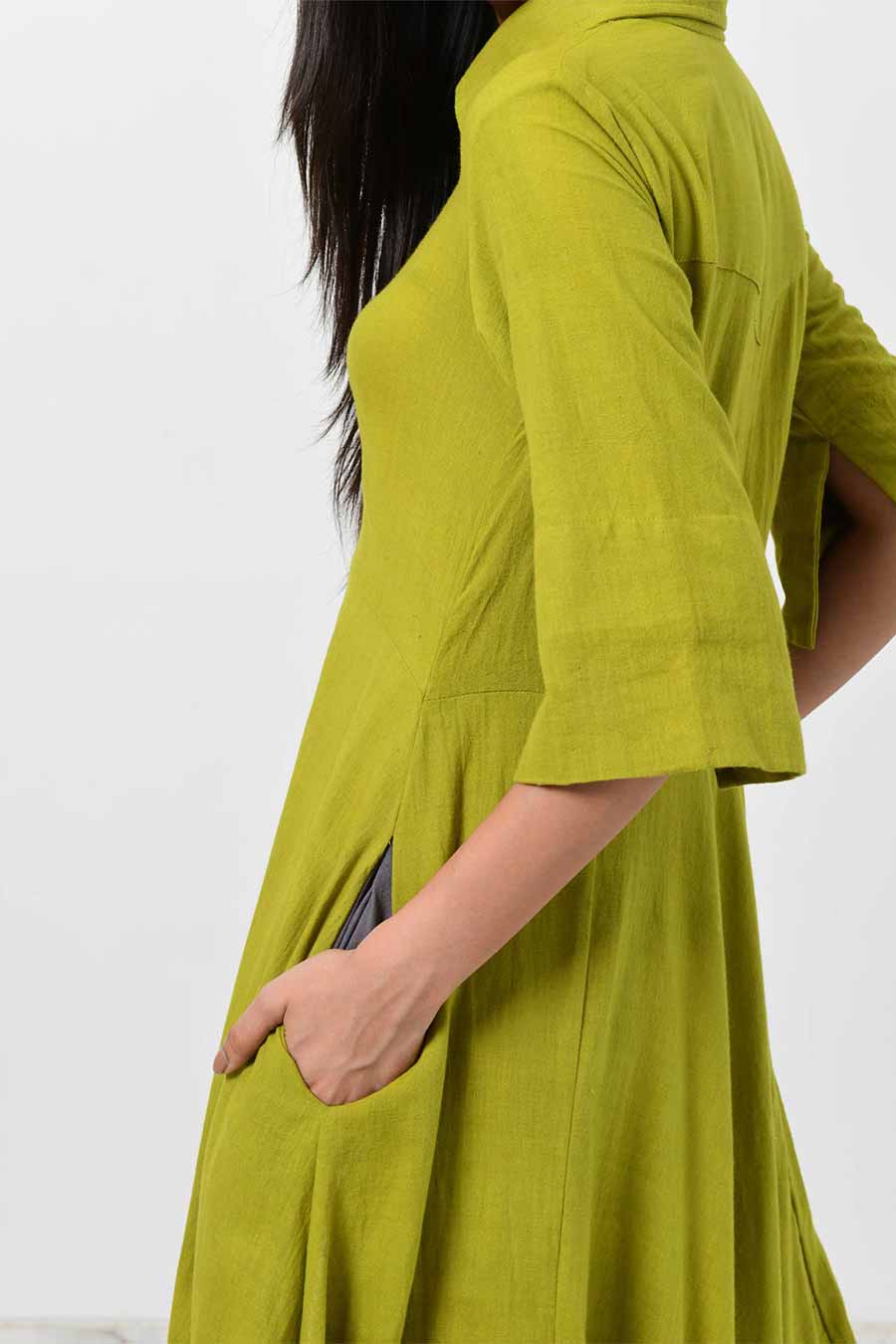 Green Collar Asymmetric Dress