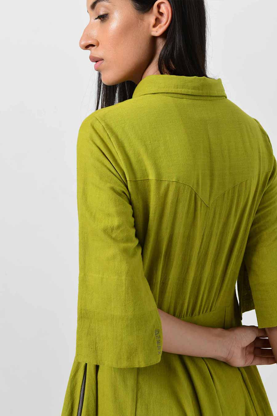 Green Collar Asymmetric Dress