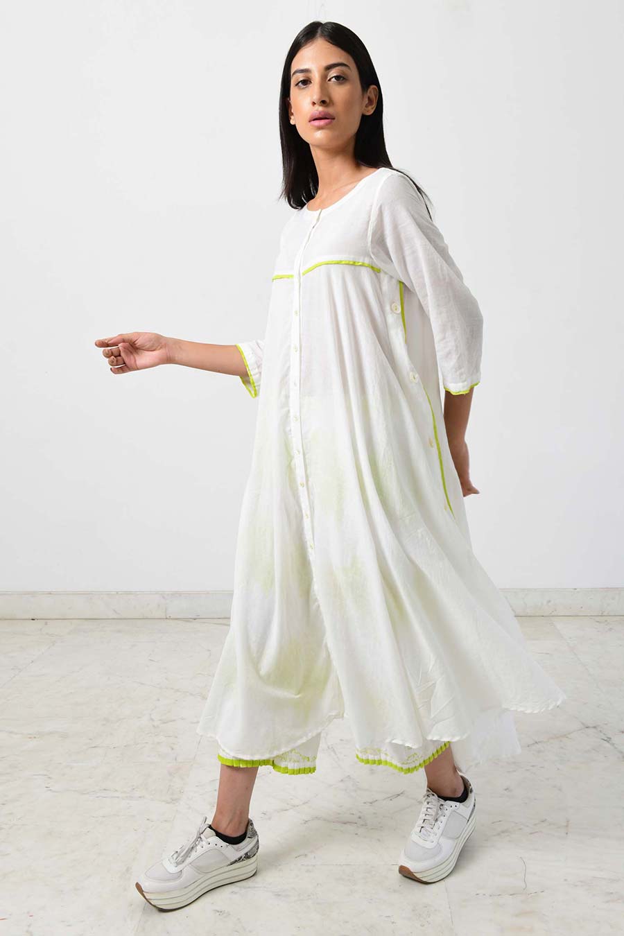 White Geo Kurta & Pant Co-Ord Set