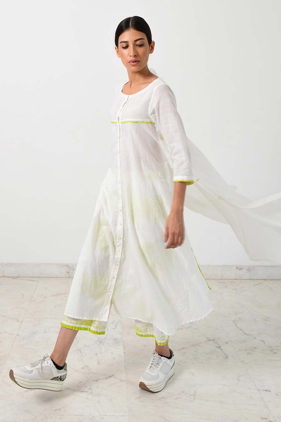White Geo Kurta & Pant Co-Ord Set