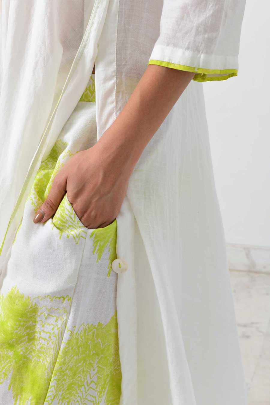 White Geo Kurta & Pant Co-Ord Set