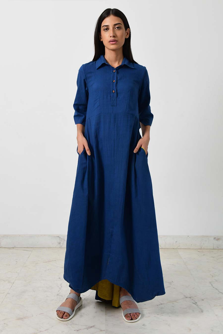 Blue Collar Asymmetric Dress