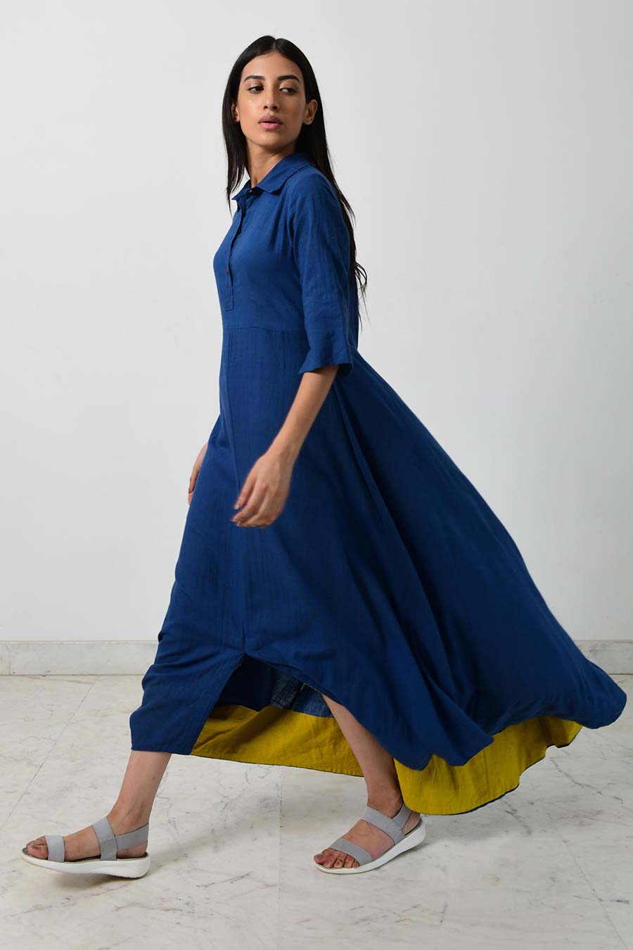 Blue Collar Asymmetric Dress