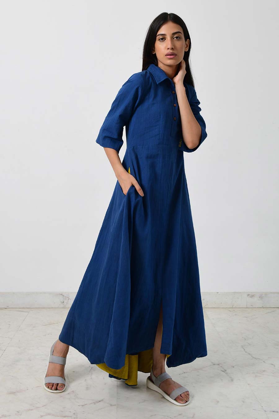 Blue Collar Asymmetric Dress