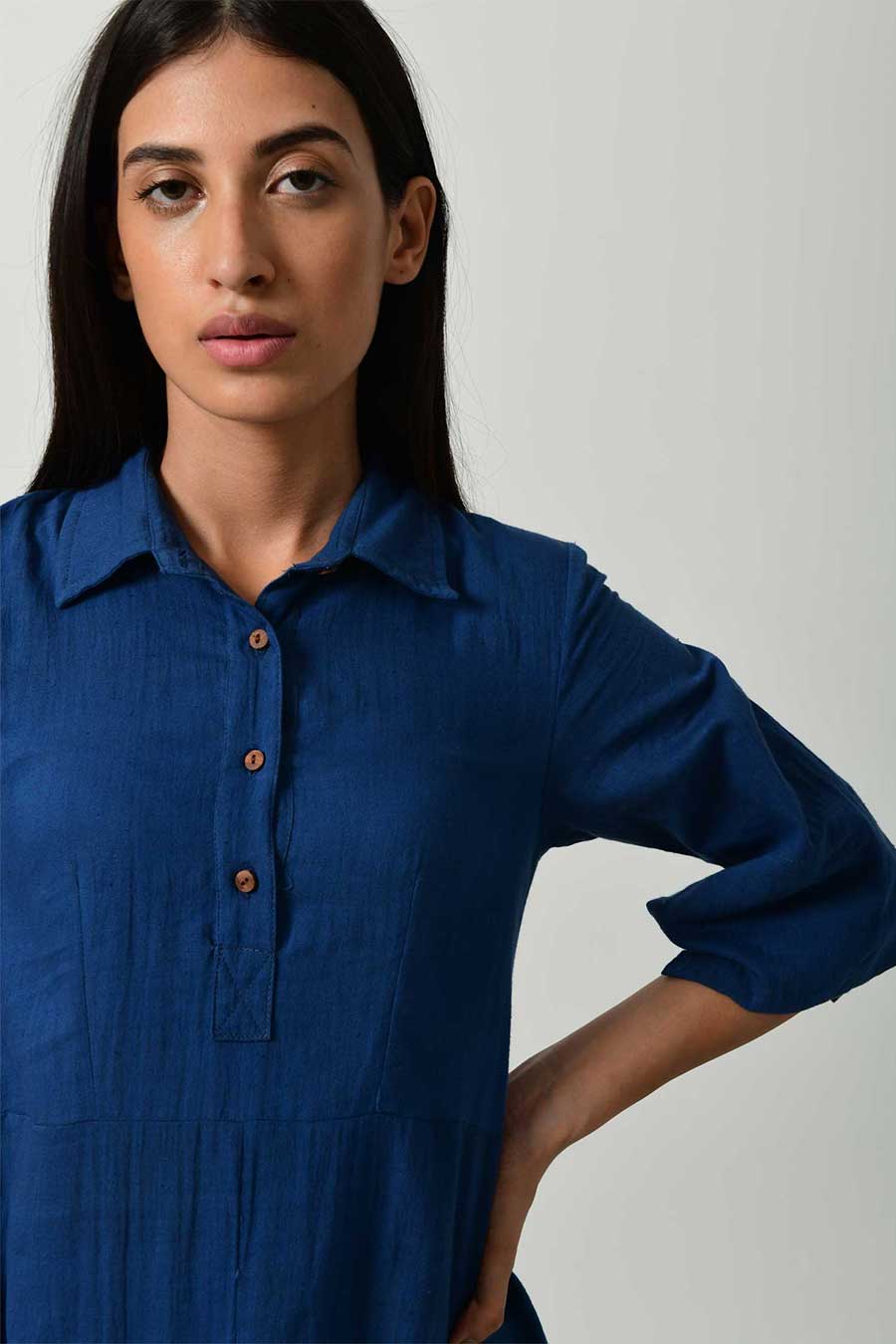 Blue Collar Asymmetric Dress