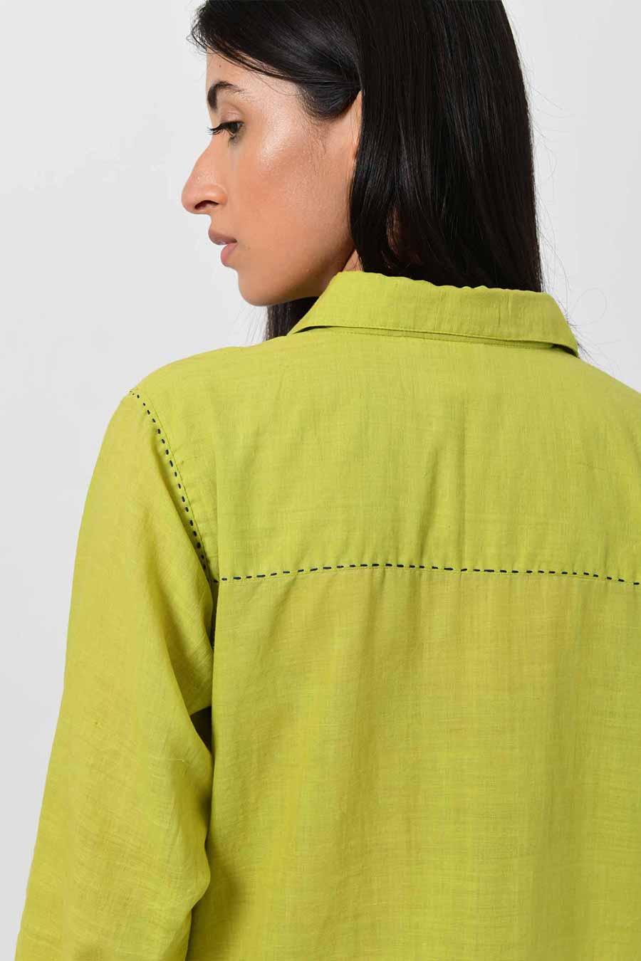 Green Pleated Long Shirt Kurta