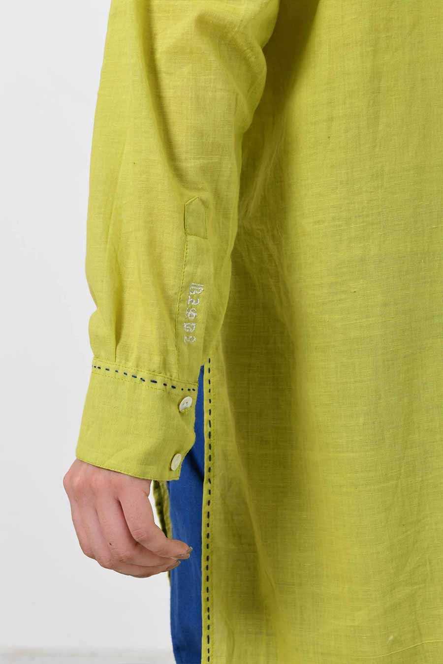 Green Pleated Long Shirt Kurta