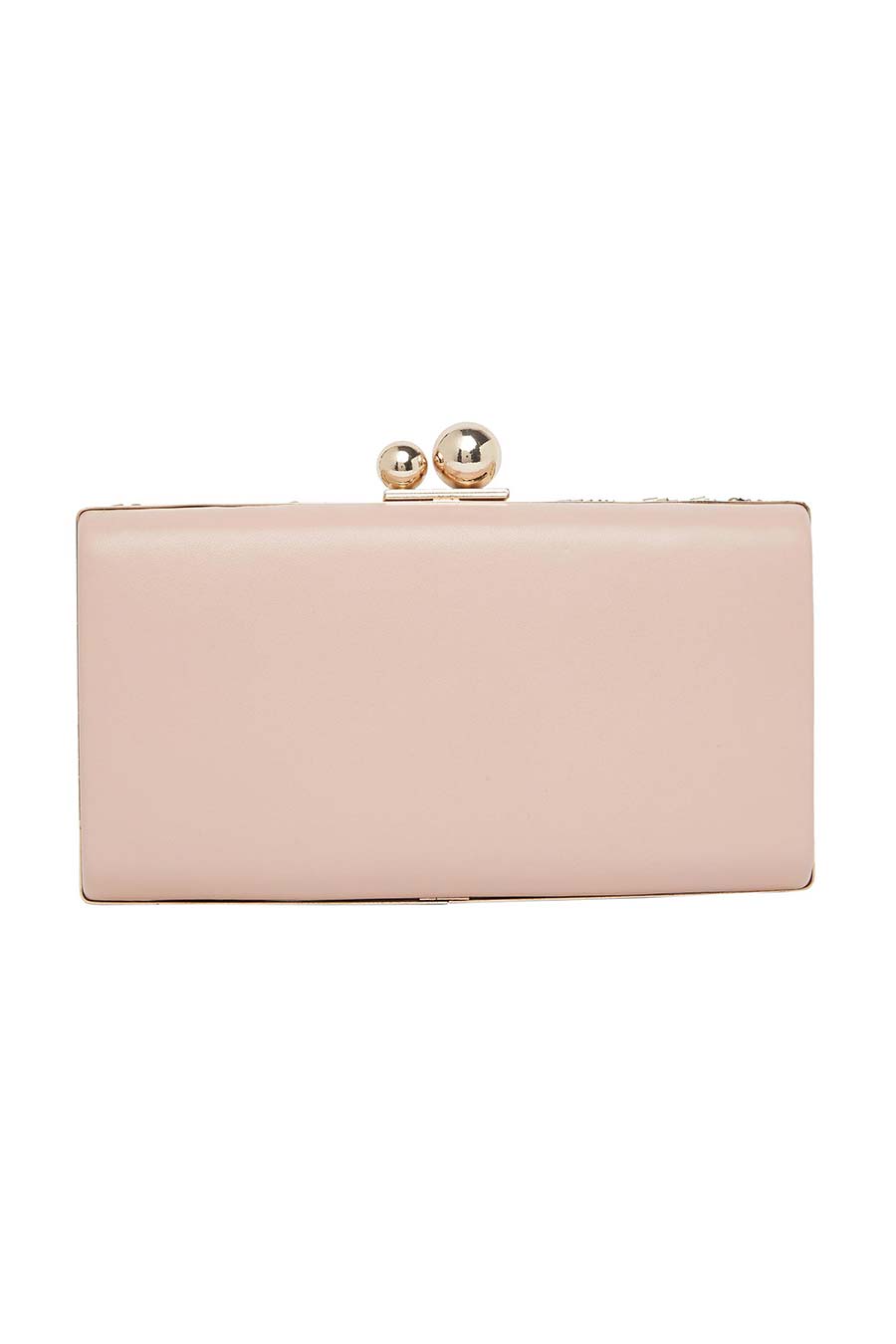 Pink Embroidered Leather Clutch