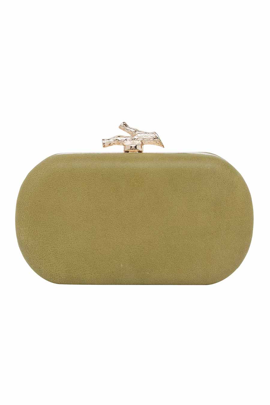 Green Cutwork Leather Clutch