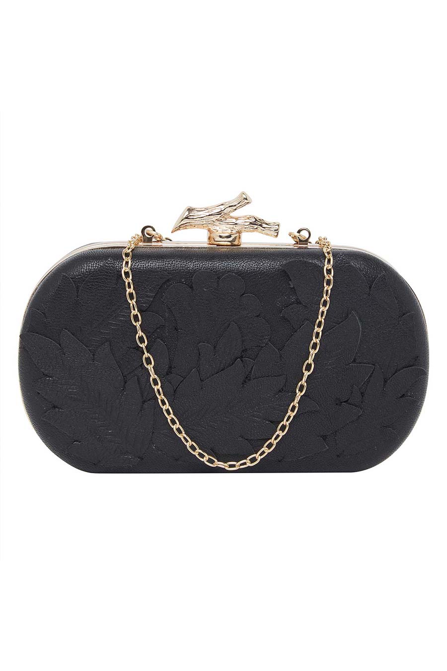 Black Cutwork Leather Clutch