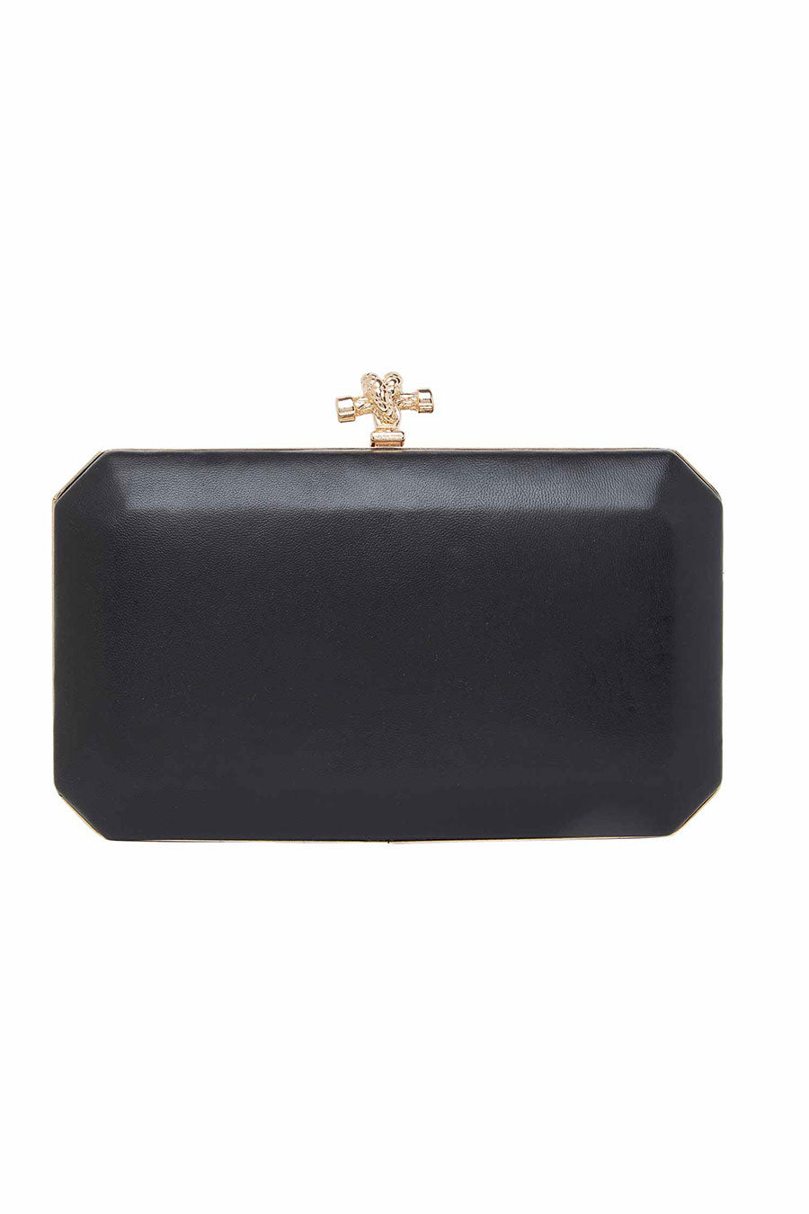 Black Patchwork Leather Clutch