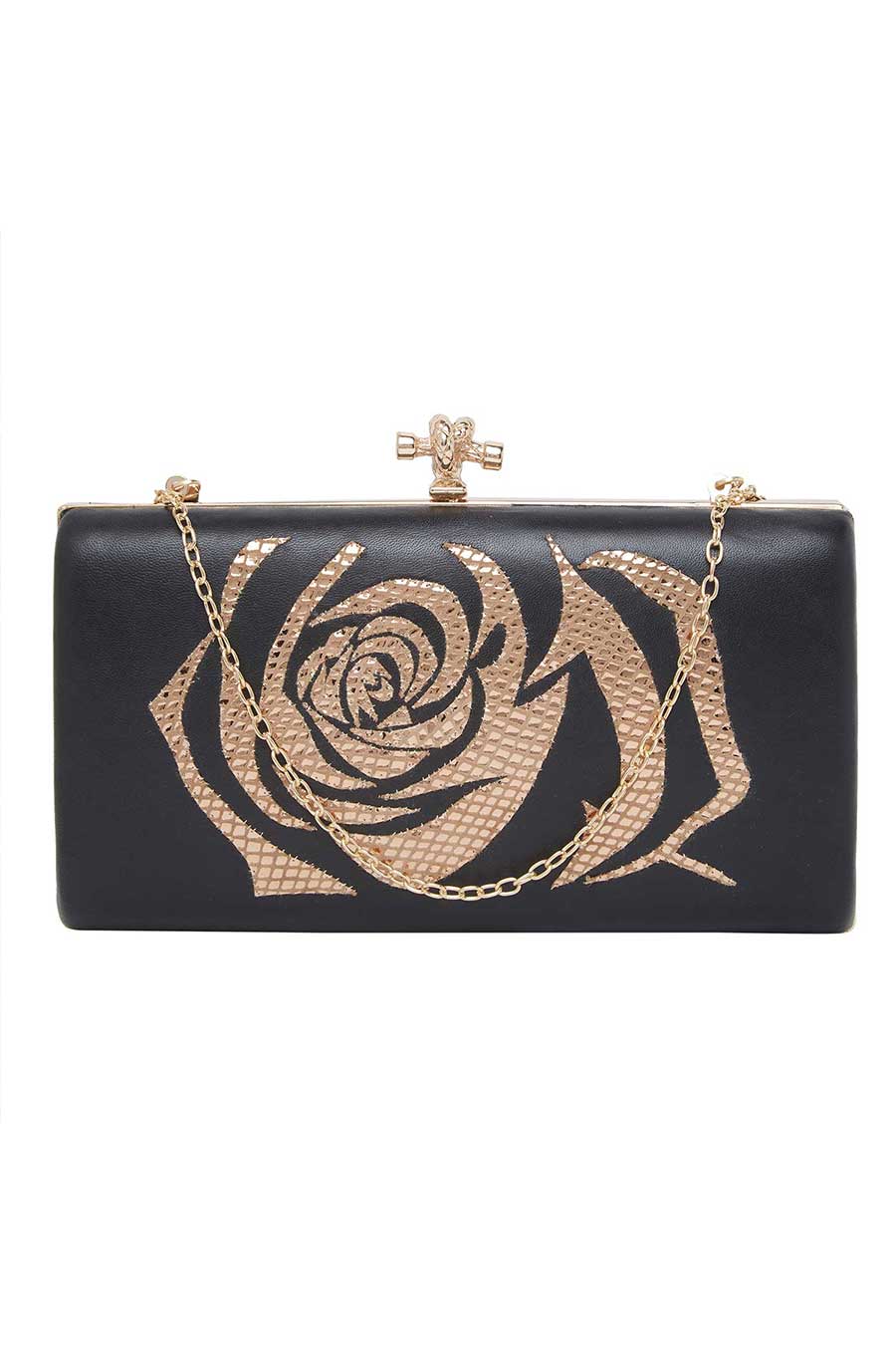 Golden Rose Leather Clutch