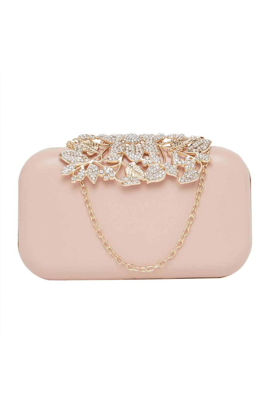 Pink Bejewelled Leather Clutch
