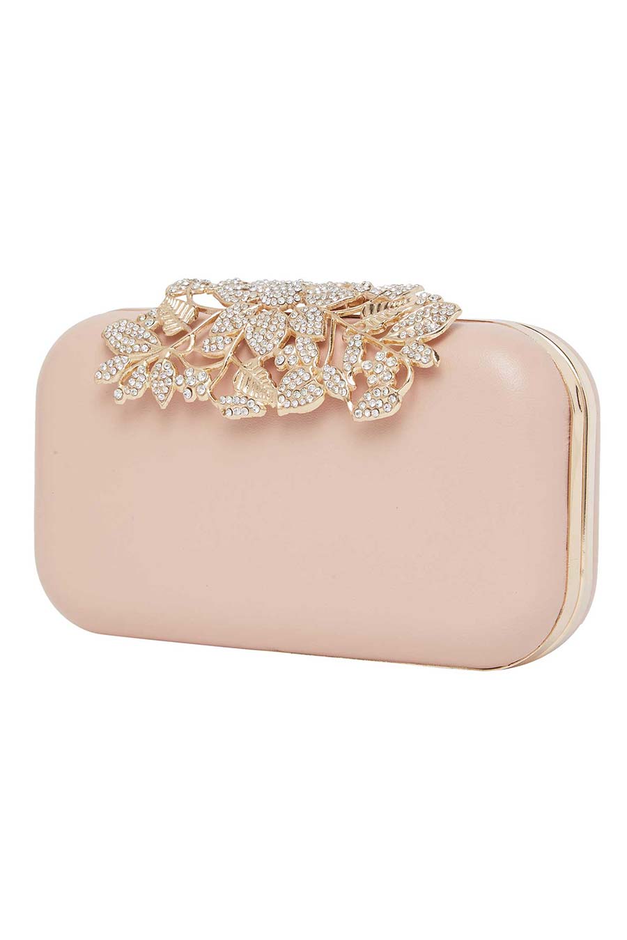 Pink Bejewelled Leather Clutch