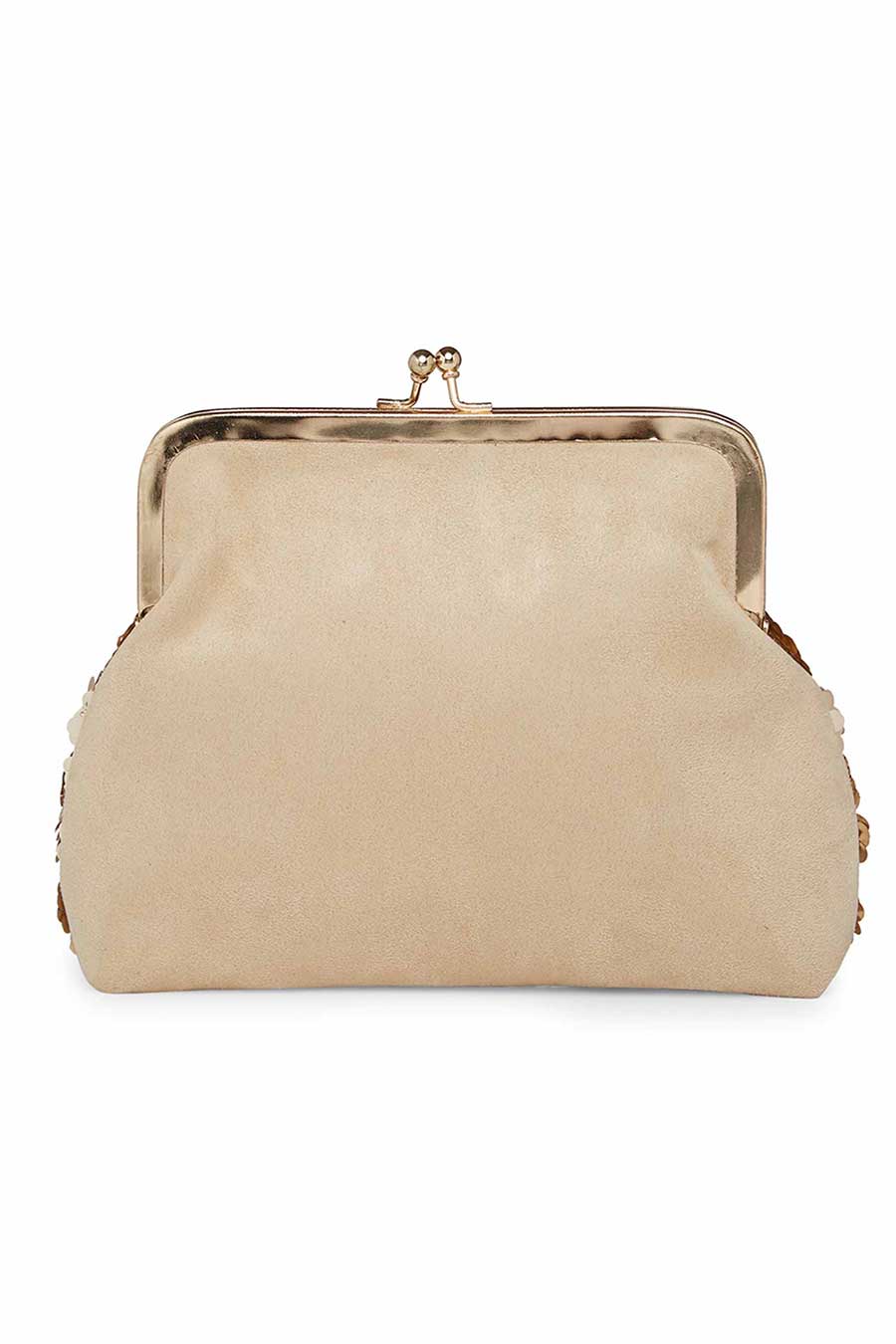 Gold Flowers Pouch Clutch