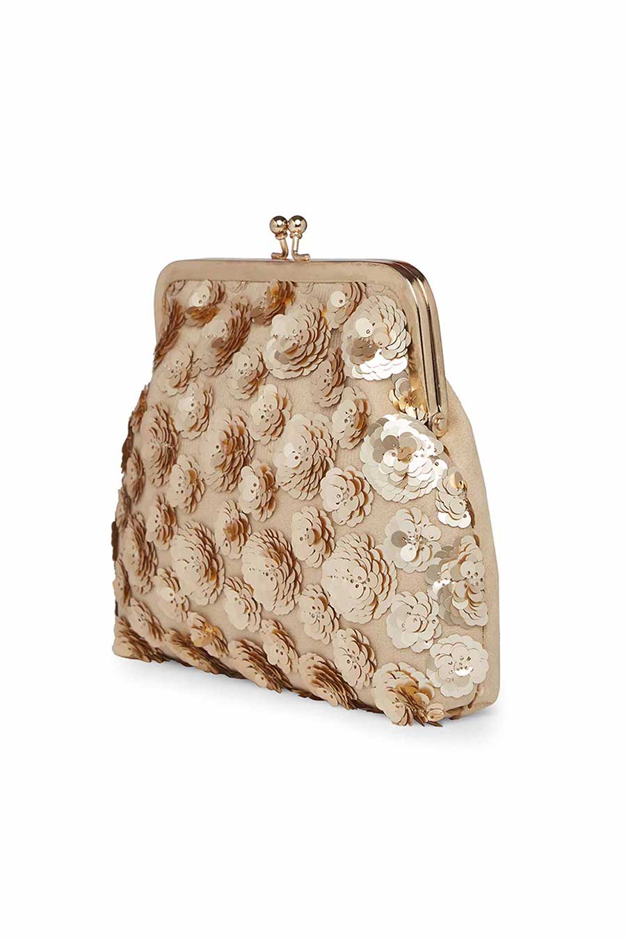 Gold Flowers Pouch Clutch