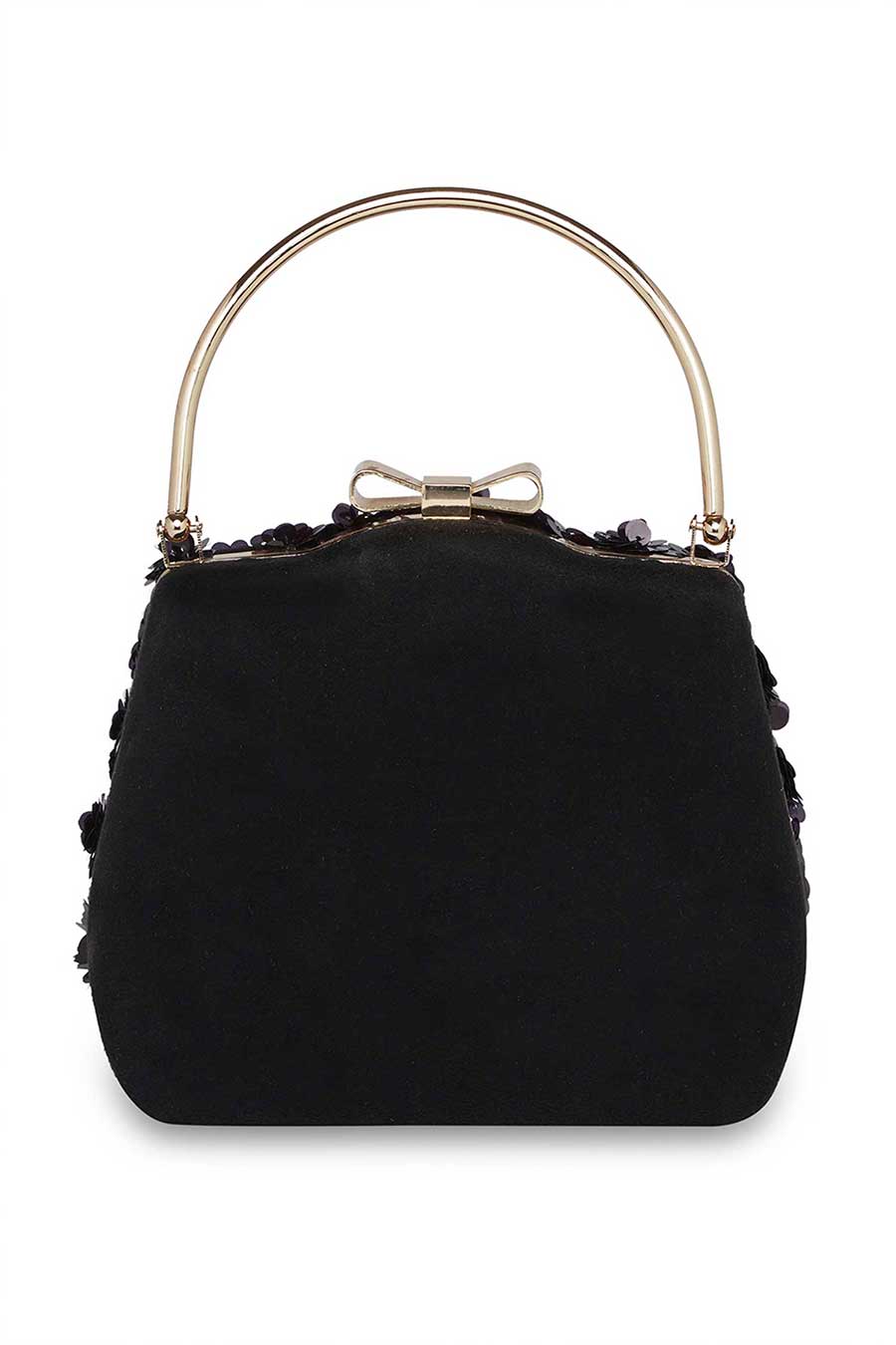 Black Embroidered Purse Style Clutch