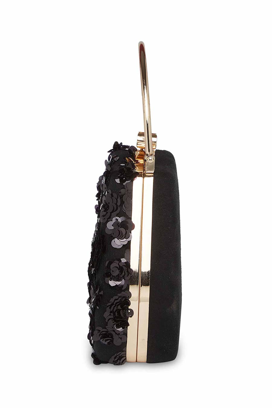 Black Embroidered Purse Style Clutch
