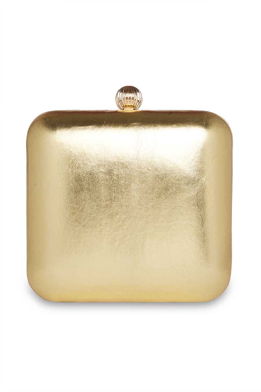 Gold And Off-White Square Clutch