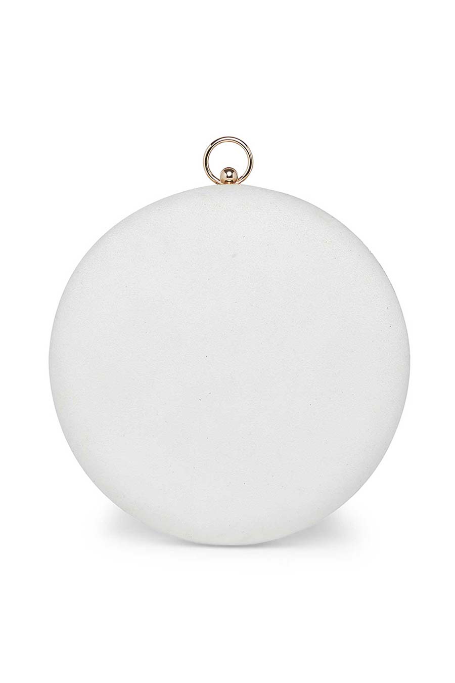 White Embroidered Round Clutch