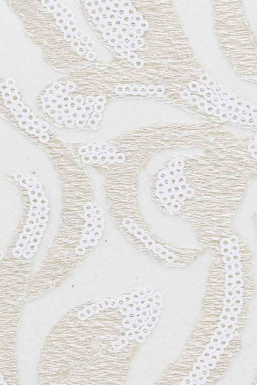 White Embroidered Round Clutch