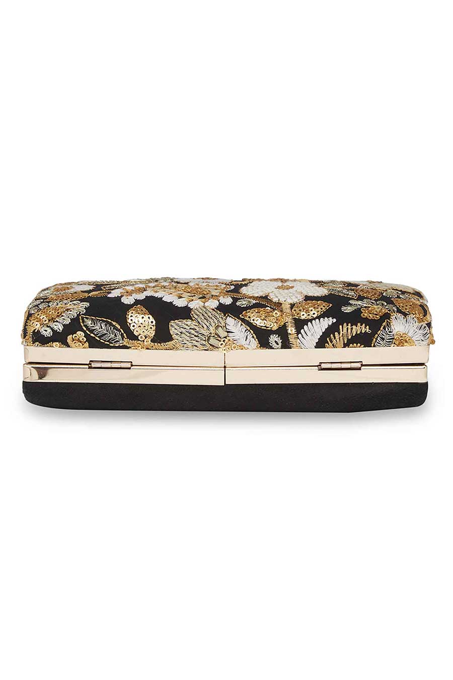 Black And Gold Embroidered Clutch