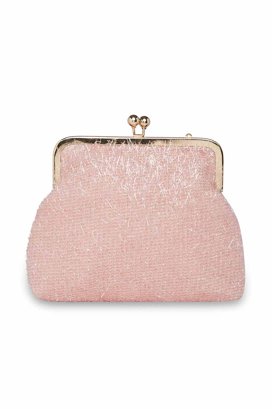 Pink & Silver Fringe Pouch Clutch