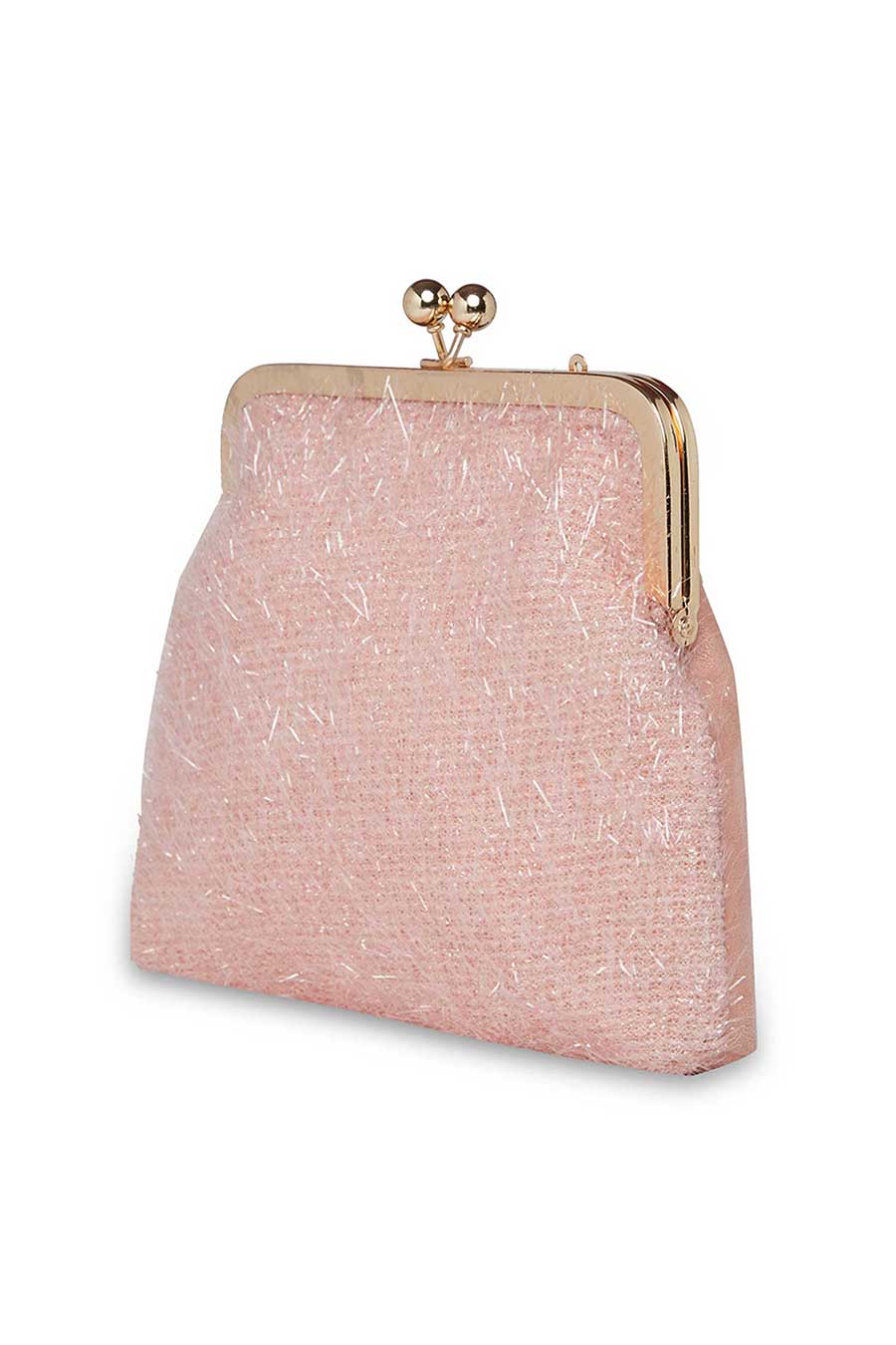 Pink & Silver Fringe Pouch Clutch