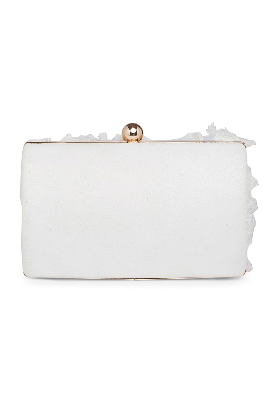 White Fluffy Embroidered Clutch