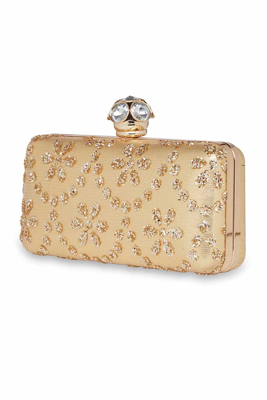 Gold Crystal Embroidered Clutch