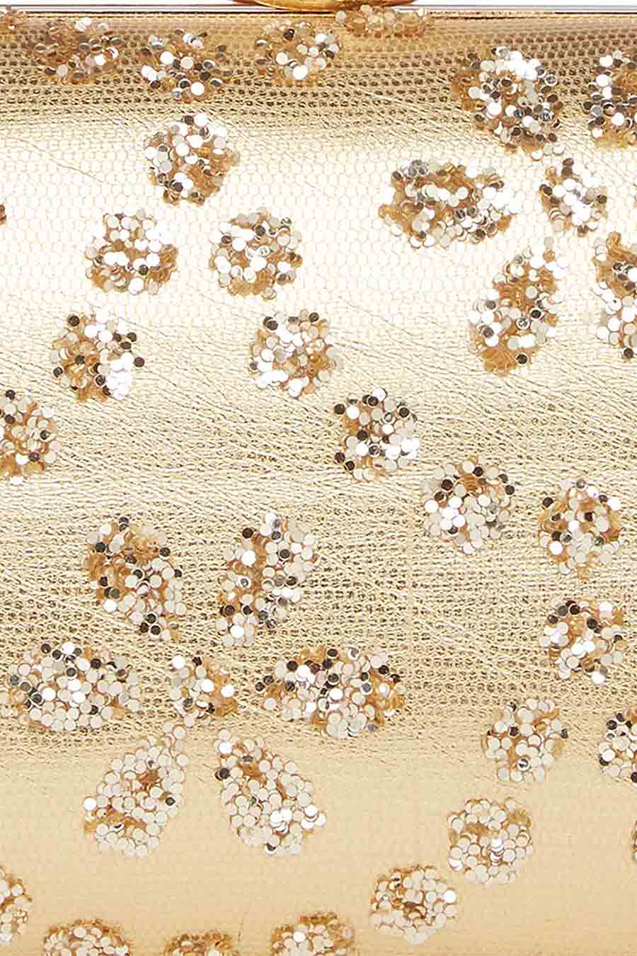 Gold Crystal Embroidered Clutch