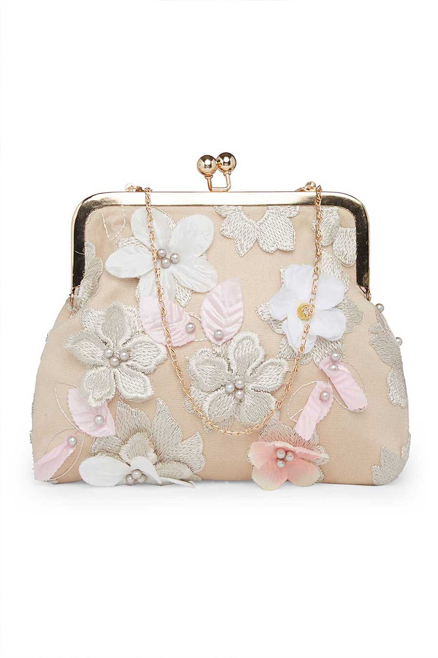 Embroidered Floral Clutch