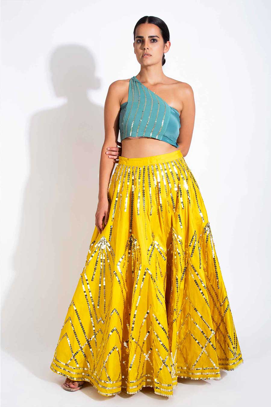 Embellished Crop Top & Skirt Set
