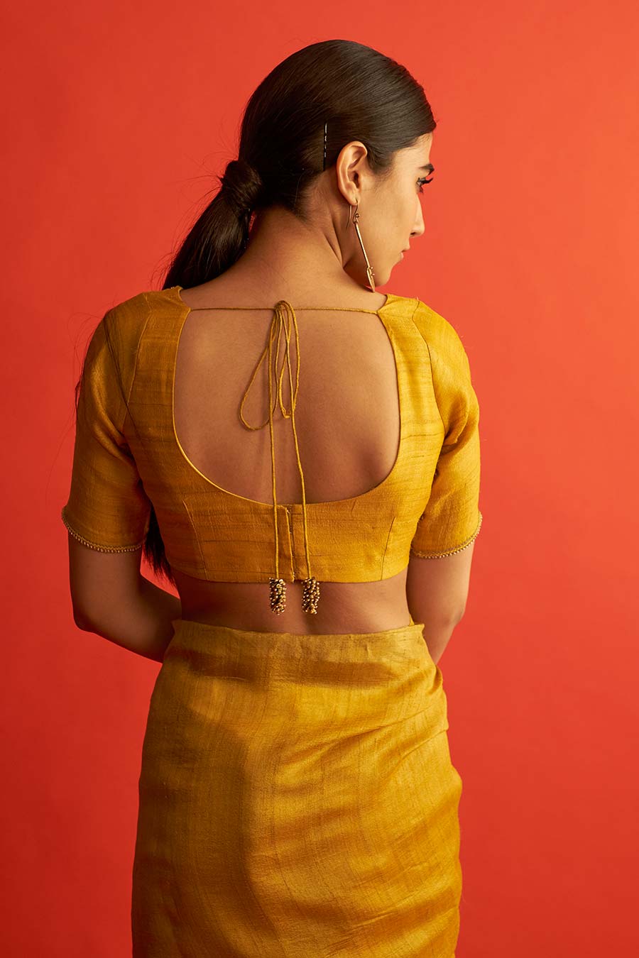 Mustard Yellow Tusser Silk Blouse