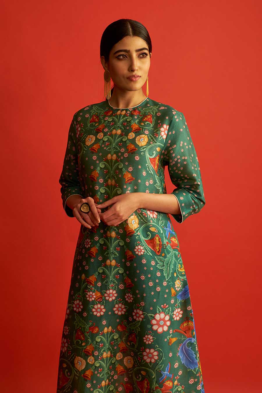 Emerald Green Printed Floral Kurta