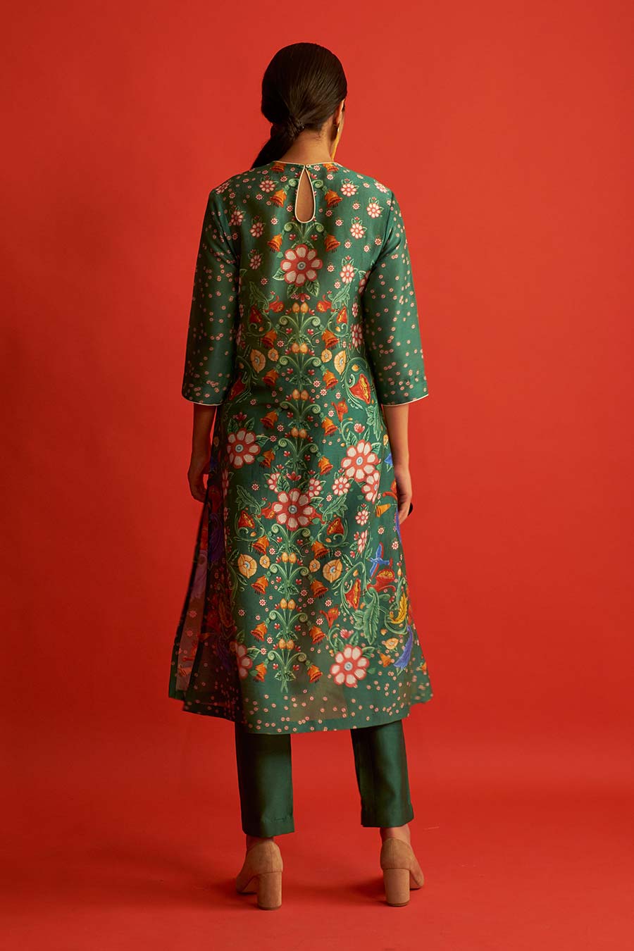 Emerald Green Printed Floral Kurta