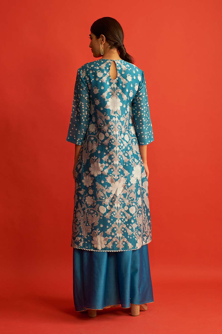 Blue Printed Floral Kurta
