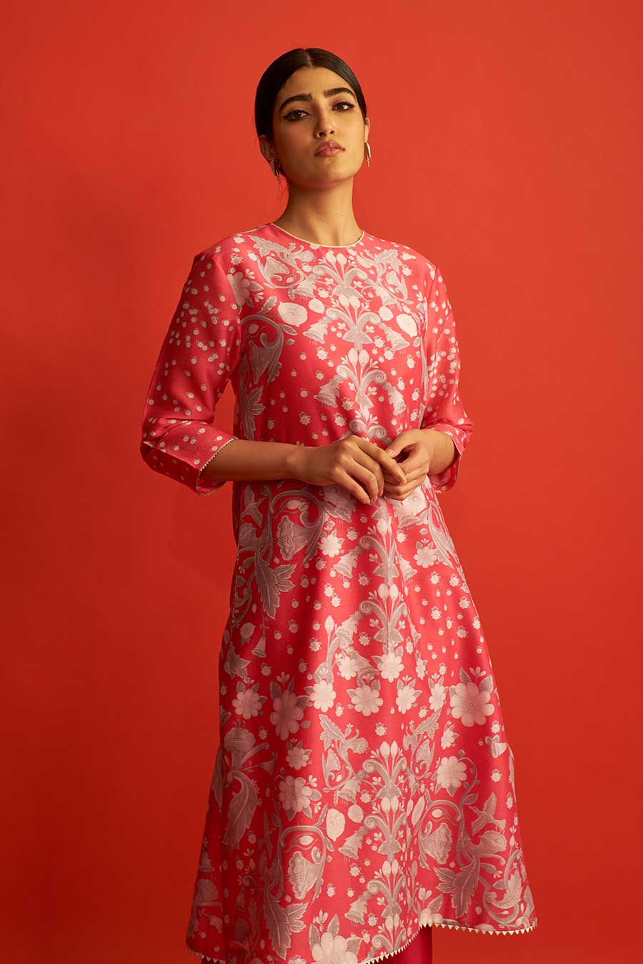 Pink Floral Printed Kurta