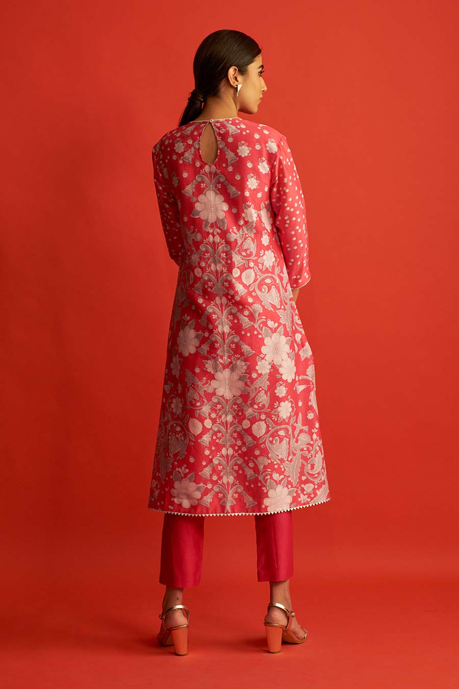 Pink Floral Printed Kurta