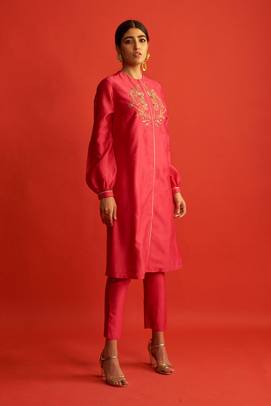 Fuscia Embroidered Kurta