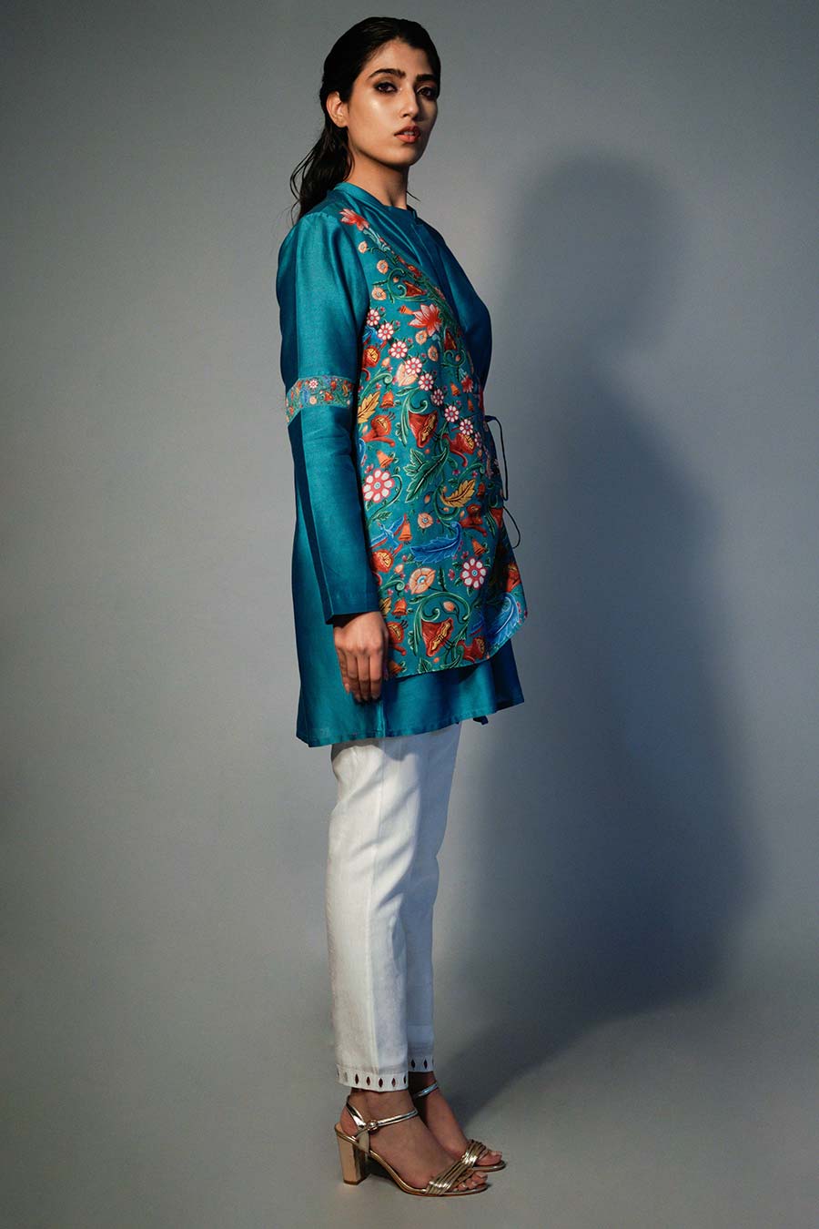 Blue Layered Printed Kurta