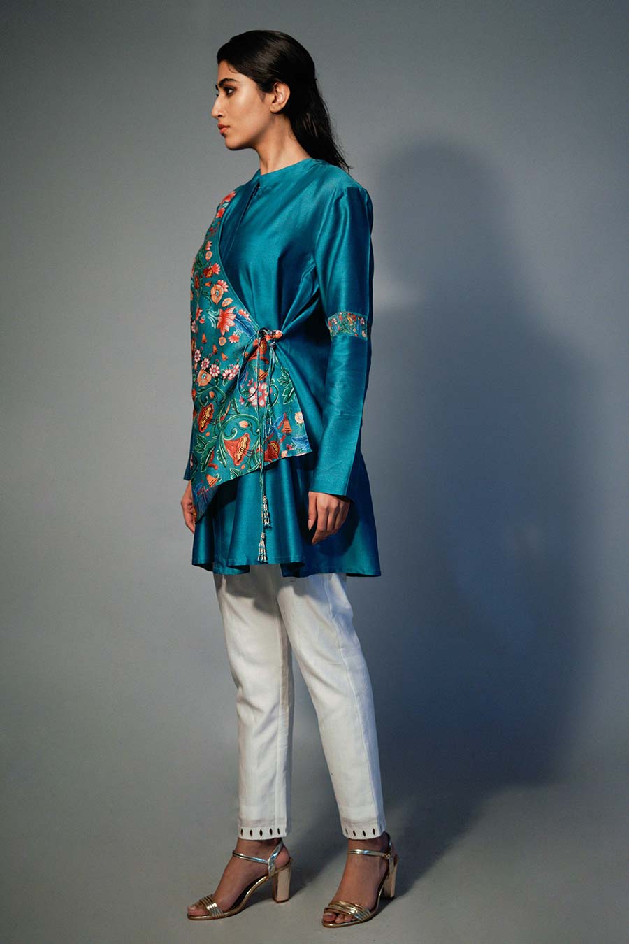 Blue Layered Printed Kurta