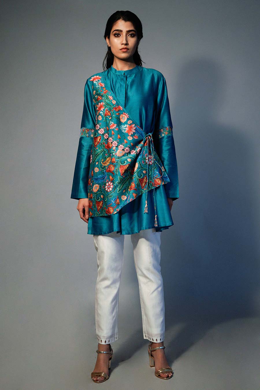 Blue Layered Printed Kurta