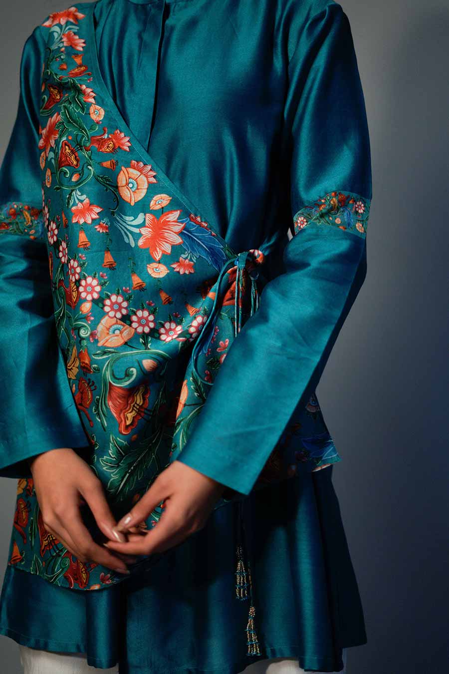 Blue Layered Printed Kurta