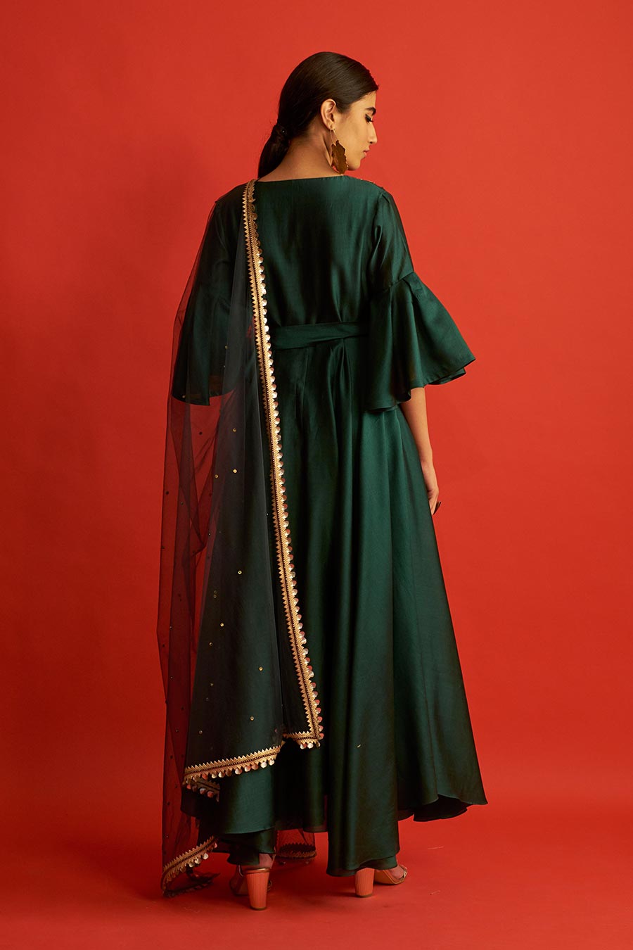 Emerald Green Embroidered Angrakha Set