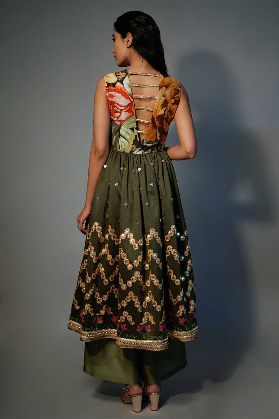 Nimai Earthy Olive Embroidered Kurta Set