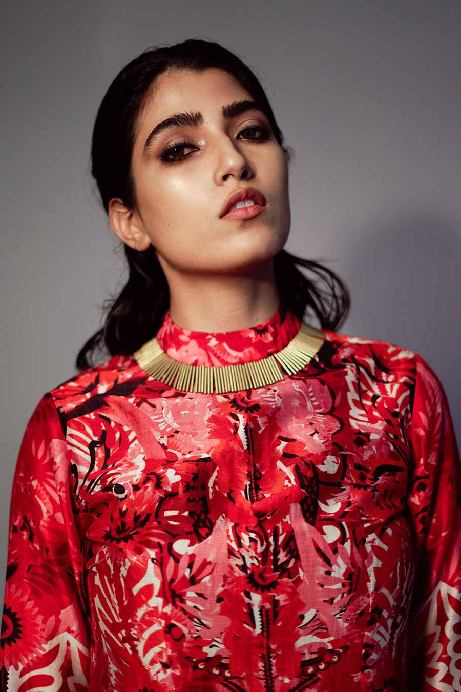 Red Chanderi Embroidered Kurta Set