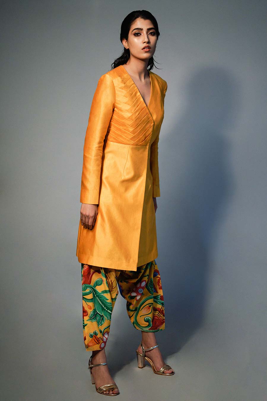 Yellow Chanderi Kurta Set